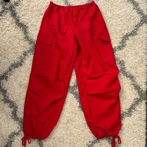 SHEIN Vibrant Red Cargo Pants Size Small